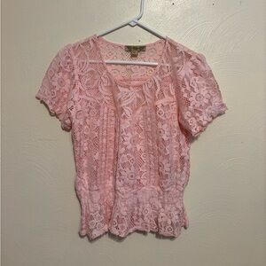 Nine West Blush Lace Blouse